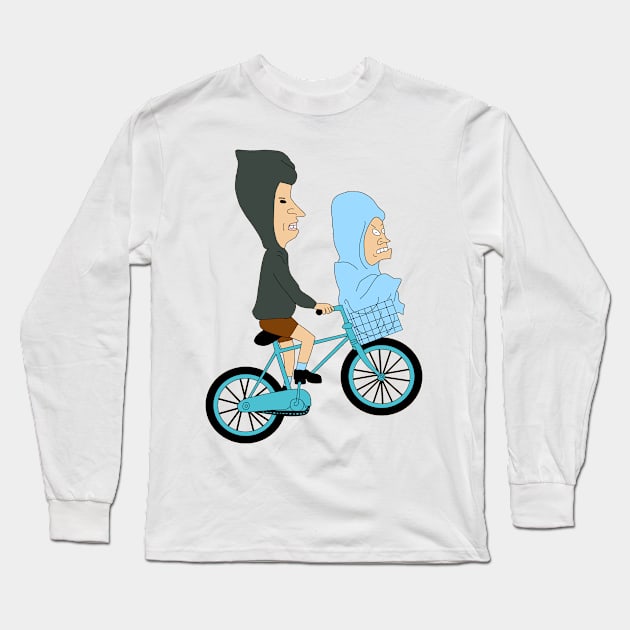 Beavis Butthead And Bike Long Sleeve T-Shirt by Comicollogy